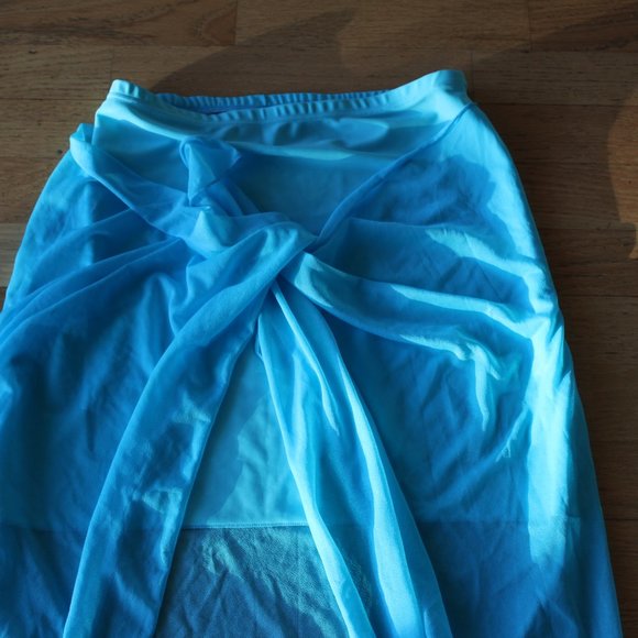 NEW FRENCH WEST INDIES FRANCE SWIM COVER UP BLUE TURQUOISE ONE SIZE - Picture 2 of 4